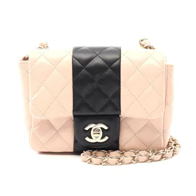 Pre-owned Chanel Mini Matelasse Lambskin Shoulder Bag In Pink
