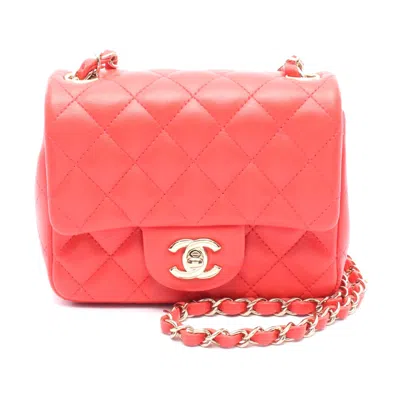 Pre-owned Chanel Mini Matelasse Leather Shoulder Bag In Red