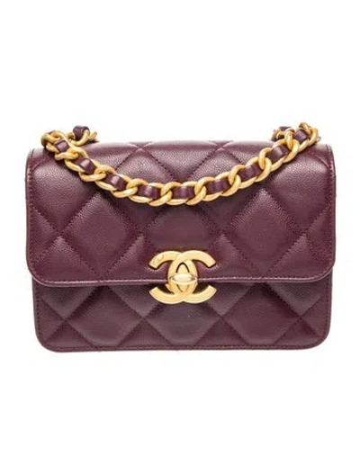 Pre-owned Chanel Mini Maxi Cc Flap Bag In Purple