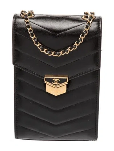 Pre-owned Chanel Mini Medal Clutch W/ Chain In Black