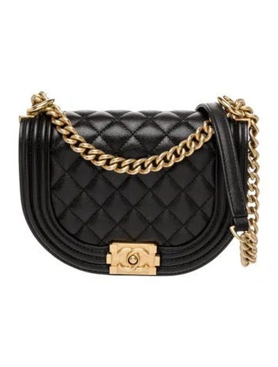 Pre-owned Chanel Mini Messenger Boy Bag In Black