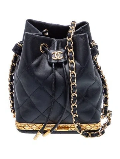 Pre-owned Chanel Mini Metal Bucket Bag In Black