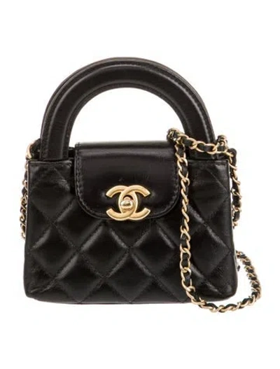 Pre-owned Chanel Mini Nano Kelly Shopper In Black