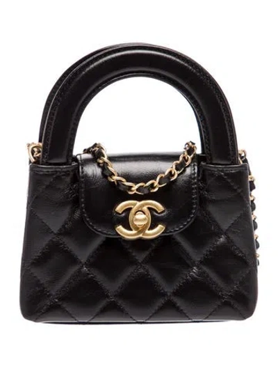 Pre-owned Chanel Mini Nano Kelly Shopper In Black