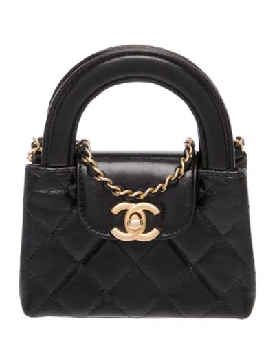 Pre-owned Chanel Mini Nano Kelly Shopper In Black