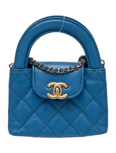 Pre-owned Chanel Mini Nano Kelly Shopper In Blue