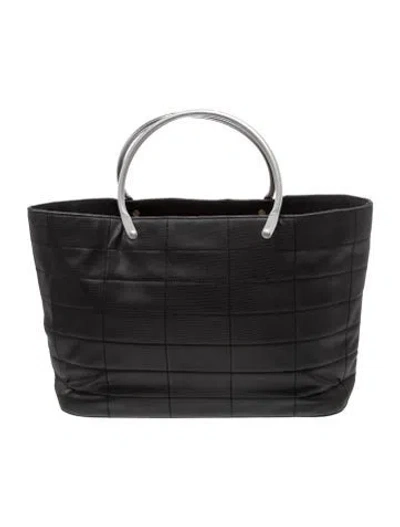 Pre-owned Chanel Mini Nylon Chocolate Bar Tote In Black