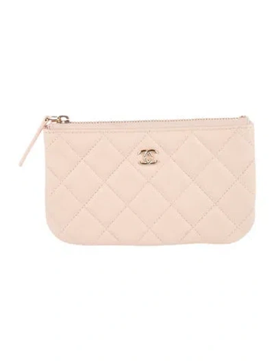 Pre-owned Chanel Mini O-case Interlocking Cc Logo Wallet In Pink