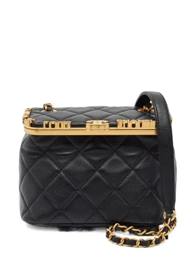 Pre-owned Chanel Mini Paris Monaco Quilted Shoulder Bag In Black