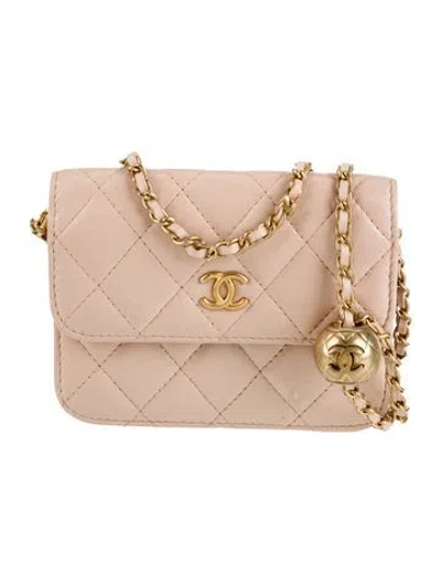 Pre-owned Chanel Mini Pearl Crush Clutch W/ Chain In Pink