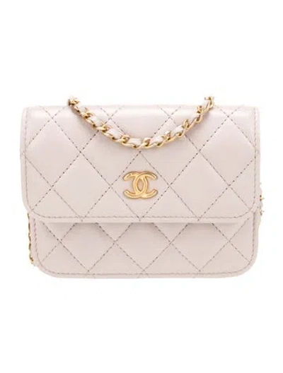 Pre-owned Chanel Mini Pearl Crush Clutch W/ Chain In Purple