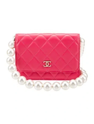 Pre-owned Chanel Mini Pearl Wallet On Chain In Pink