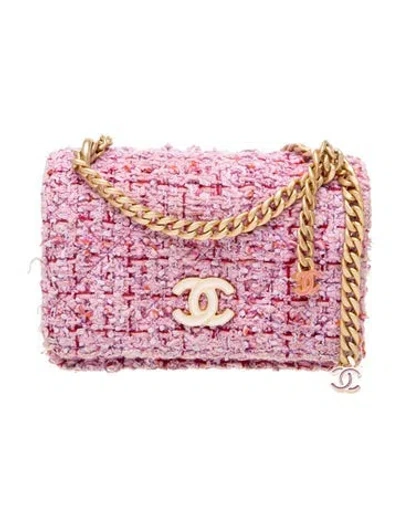 Pre-owned Chanel Mini Pending Cc Wallet On Chain In Pink