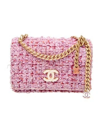 Pre-owned Chanel Mini Pending Cc Wallet On Chain In Pink