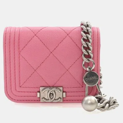 Pre-owned Chanel Mini Pink Caviar Boy Belt Bag
