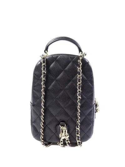 Pre-owned Chanel Mini Quilted Cc Backpack In Black