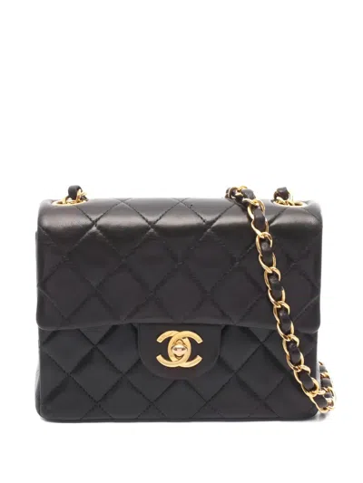Pre-owned Chanel Mini Quilted Chain-strap Satchel Bag In Black
