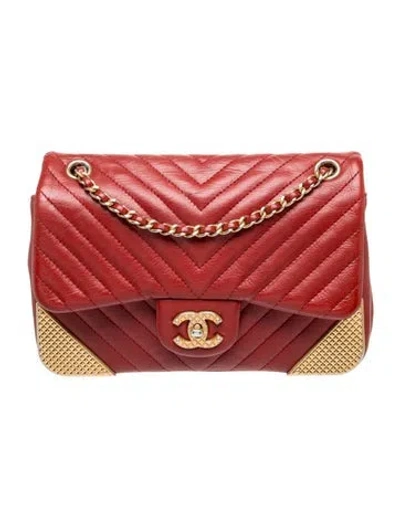 Pre-owned Chanel Mini Rock The Corner Flap Bag2603 In Red