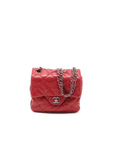 Chanel Mini Square 3 Accordion Flap Bag In Red