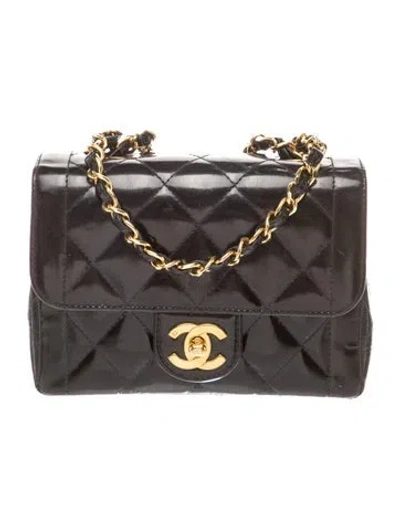 Pre-owned Chanel Mini Square Flap Bag In Black