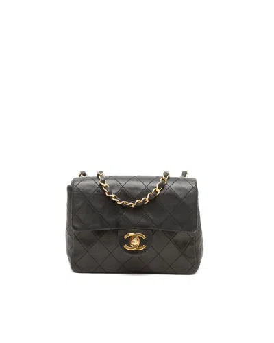Chanel Mini Square Single Flap Bag In Black