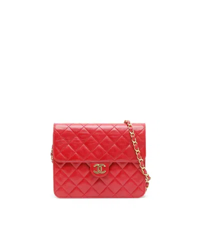 Pre-owned Chanel Mini Square Single Flap Bag In Red