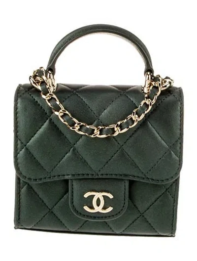 Pre-owned Chanel Mini Top Handle Clutch W/ Chain