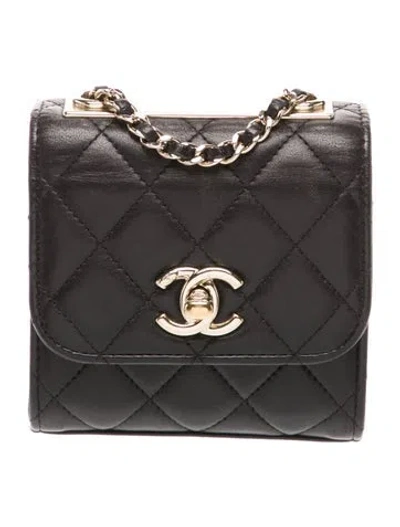 Pre-owned Chanel Mini Trendy Cc Clutch W/ Chain In Black
