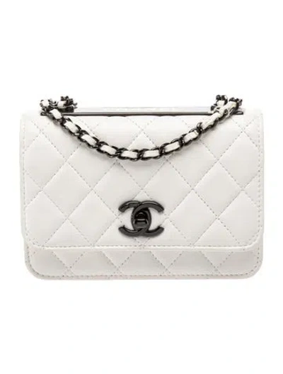 Pre-owned Chanel Mini Trendy Cc Wallet On Chain In White