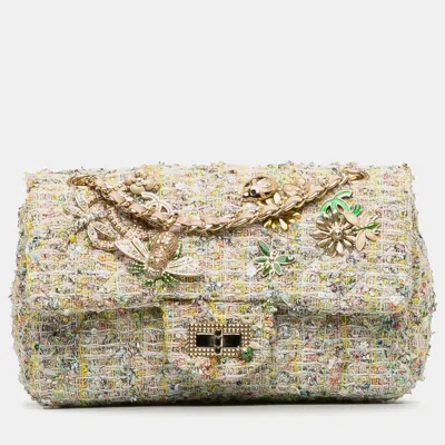 Pre-owned Chanel Mini Tweed Garden Party Reissue 2.55 Single Flap Bag In Multicolor