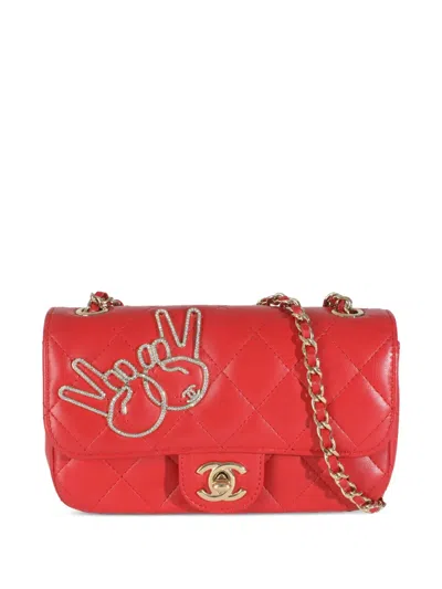 Pre-owned Chanel Mini V For Victory Flap Shoulder Bag