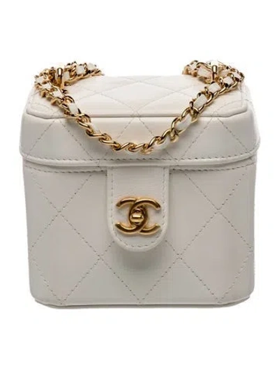 Pre-owned Chanel Mini Vanity Clutch With Chain In White