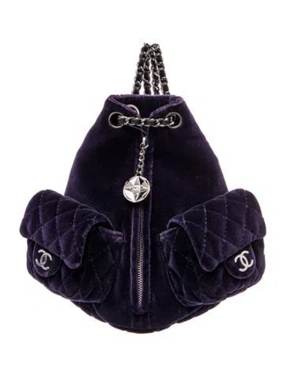 Pre-owned Chanel Mini Velvet Backpack Is Back In Purple