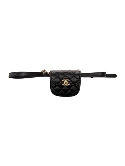 Pre-owned Chanel Mini Waist Bag W/ Coin Pouch In Black