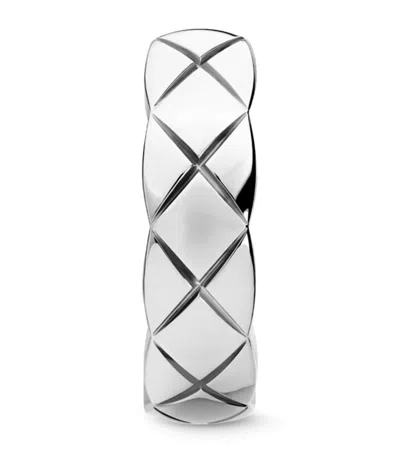 Pre-owned Chanel Mini White Gold Coco Crush Single Hoop Earring