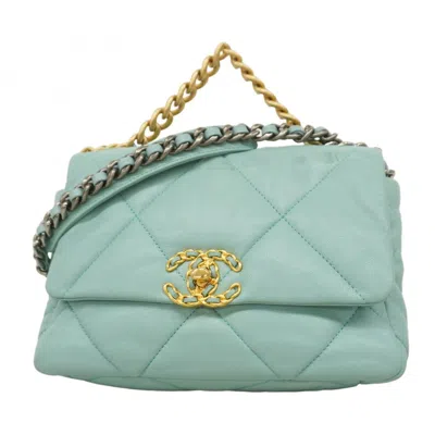 Pre-owned Chanel Mint Blue Leather Shoulder Bag ()