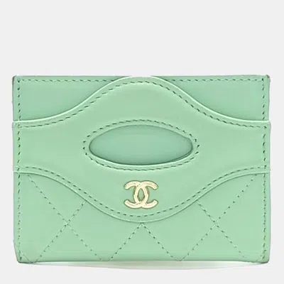 Pre-owned Chanel Mint Green 31 Card Wallet