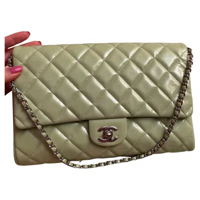Pre-owned Chanel Mint Patent Shoulder Bag In Brown