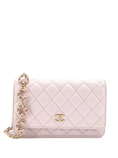 Pre-owned Chanel Miss Coco Strap Wallet On Chain Quilted Caviar Shoulder Bag In Neutral