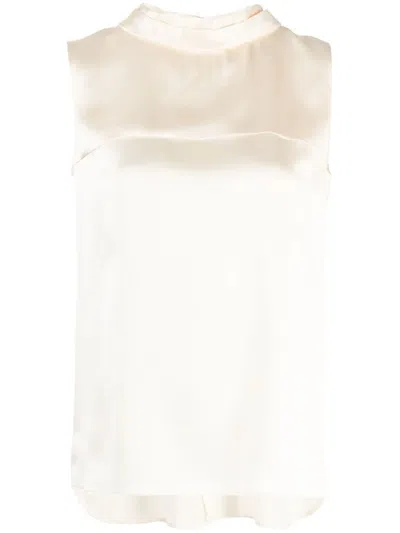 Pre-owned Chanel Mock-neck Sleeveless Silk Top In 中性色