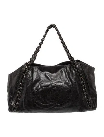 Pre-owned Chanel Modern Chain East/west Tote Bag In Black