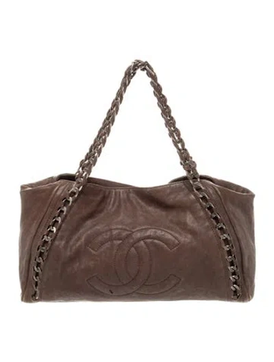 Pre-owned Chanel Modern Chain E/w Tote In Brown
