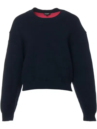 Pre-owned Chanel Monogram-pattern Jumper In Blue
