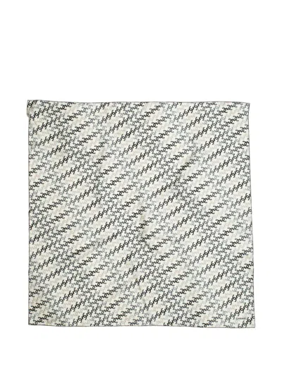 Pre-owned Chanel Monogram Pattern Scarf In White