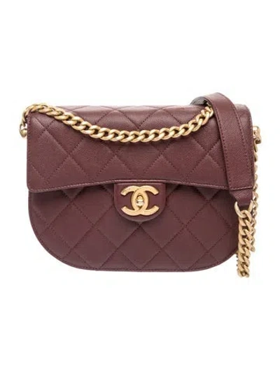 Pre-owned Chanel Moon Messenger Bag In Burgundy