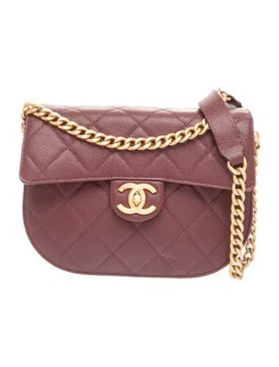 Pre-owned Chanel Moon Messenger Bag In Burgundy