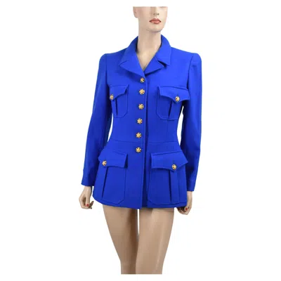 Pre-owned Chanel Most Wanted 96a Fall 1996 Braided Trim Runway Cc Logo Jacket Coat 40 New In Blue
