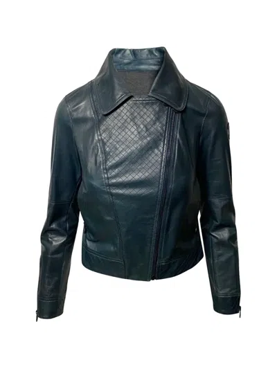 Pre-owned Chanel Motor Leather Jacket In Blue