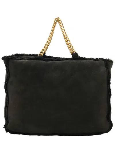 Pre-owned Chanel Mouton Chain Tote Bag Black (authentic Pre-loved)