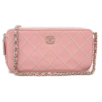 Pre-owned Chanel Multi-color Pink Leather Chain/shoulder Wallet ()